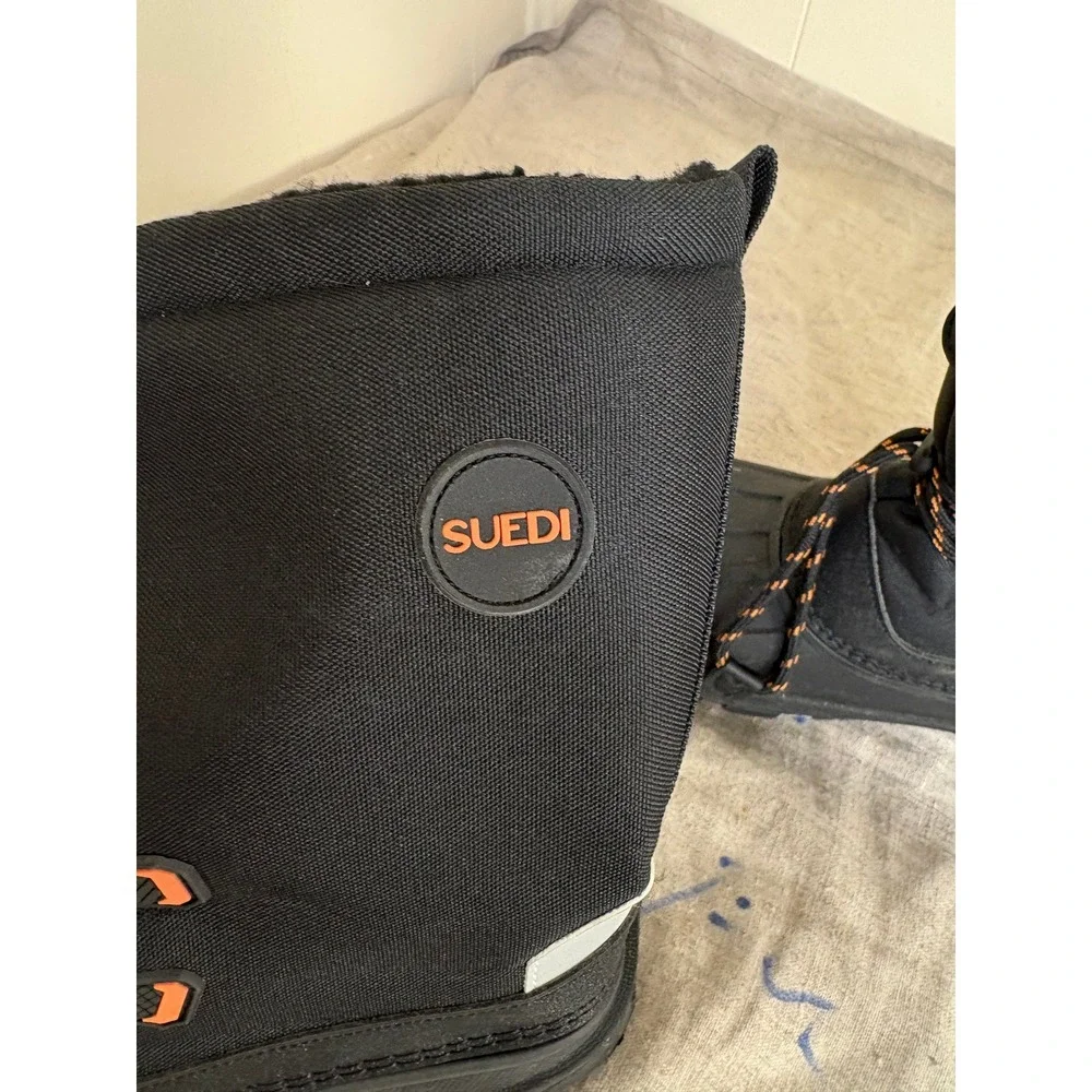 Suedi Mens Black Winter Snow Boots Mid Calf Waterproof Rubber Shell XZ32CP Sz 6